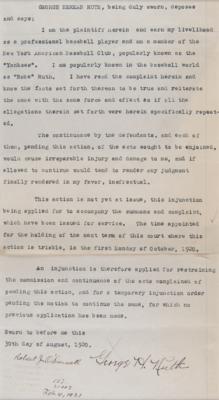 Lot #582 Babe Ruth Document Signed (1920) - the baseball great sues a film company during his first year with the NY Yankees - Image 3