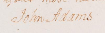Lot #2 John Adams Autograph Letter Signed to the Secretary of the Navy, Recommending a Naval Surgeon Who Served 