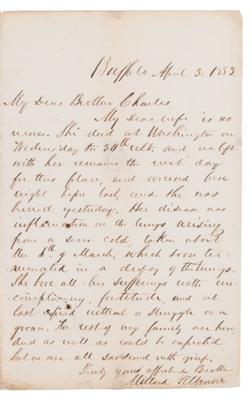 Lot #11 Millard Fillmore Autograph Letter Signed on the Death of the Former First Lady: 