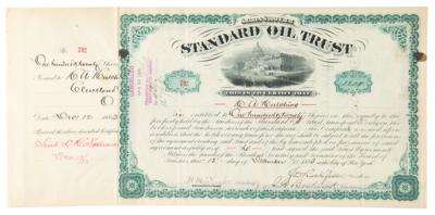 Lot #145 John D. Rockefeller and Henry M. Flagler Signed Stock Certificate for the Standard Oil Trust - Image 1
