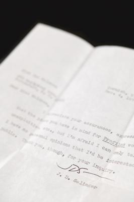 Lot #399 J. D. Salinger Typed Letter Signed, Shunning the Public Attention of an 