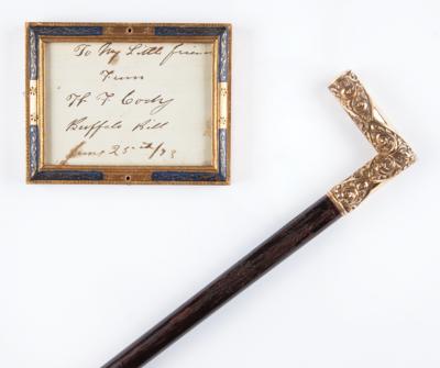 Lot #155 William 'Buffalo Bill' Cody 1873 Walking Cane and Handwritten Note, Presented to His Cousin, George R. Guss - Image 1
