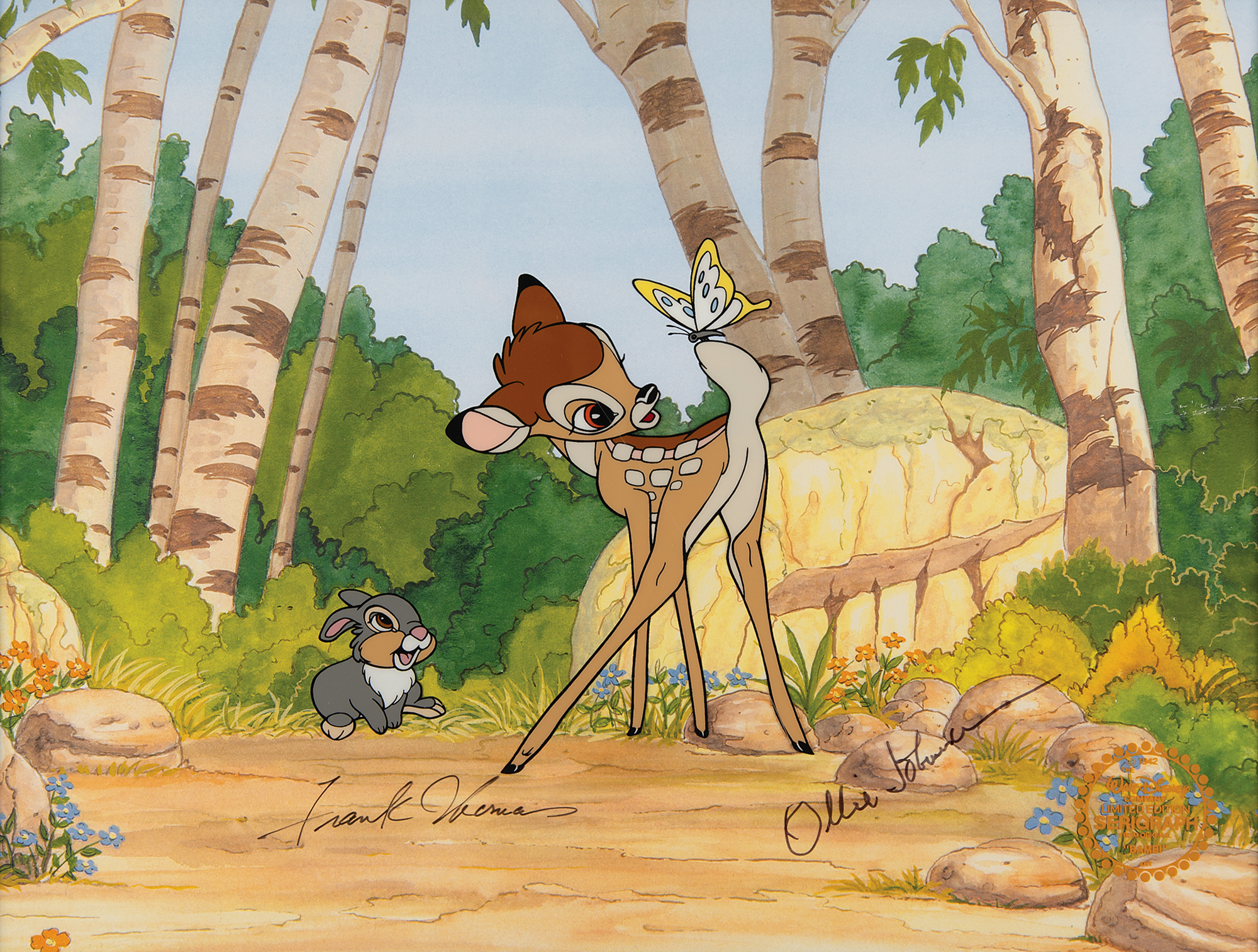 Bambi and Thumper limited edition serigraph cel from Bambi - Signed by