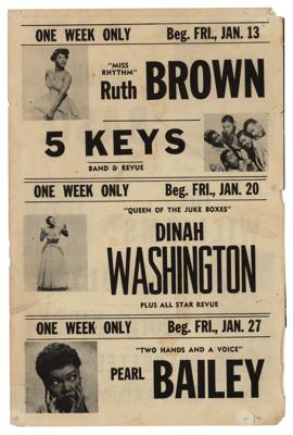 Lot #342 Apollo Theater 1950 Handbill Page: Count Basie, Dinah Washington, Ruth Brown, and Pearl Bailey Handbill - Image 2