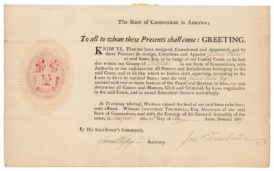 Lot #195 Jonathan Trumbull, Jr. Document Signed