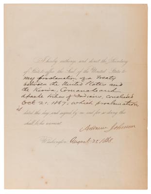 Lot #10 President Andrew Johnson Proclaims the