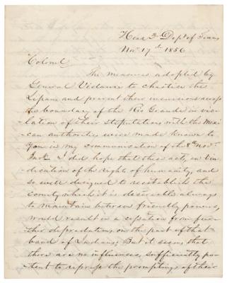Lot #217 Albert Sidney Johnston Autograph Letter Signed on Patrolling the Frontier, Describing Success in 