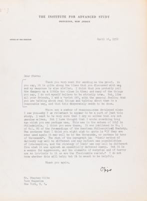 Lot #107 Robert Oppenheimer Typed Letter Signed on Russia and the Atomic Bomb: 