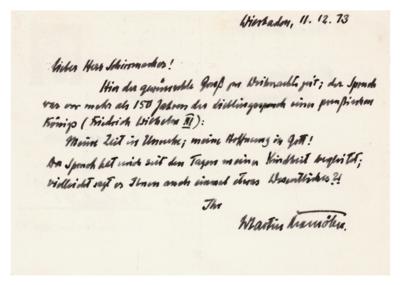 Lot #174 Martin Niemoller Autograph Letter Signed - Image 1