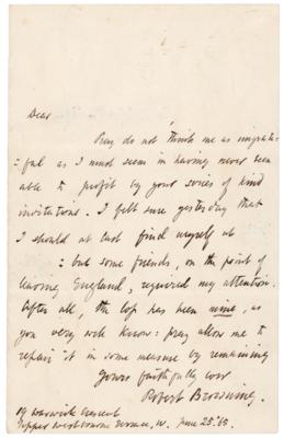 Lot #294 Robert Browning Autograph Letter Signed