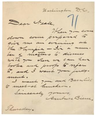 Lot #293 Ambrose Bierce Autograph Letter Signed