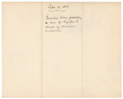 Lot #55 President William McKinley Prohibits Hawaiian Authorities to Register Vessels - Image 2