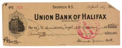 Lot #125 Alexander Graham Bell Rare Signed Check - Image 1