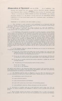 Lot #322 Beatles: John Lennon Document Signed, Assigning Copyright for a 'White Album' Track - Image 2