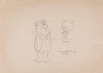 Lot #720 Fred Flintstone and The Great Gazoo model sheet drawing from The Flintstones Model Sheet Drawing - Image 2
