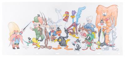 Lot #703 Looney Tunes original panorama drawing by