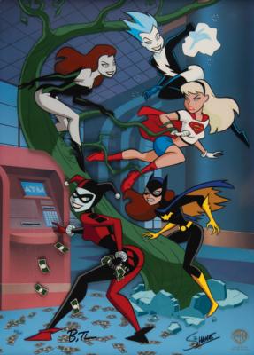 Lot #711 Batgirl, Harley Quinn, Live Wire, Poison Ivy, and Super Girl limited edition cel - 'Girls' Finest' - Image 1