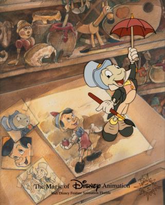 Lot #683 Jiminy Cricket limited edition cel from the Magic of Disney series - 'Just Dropping By' Hand-Painted Cel - Image 1