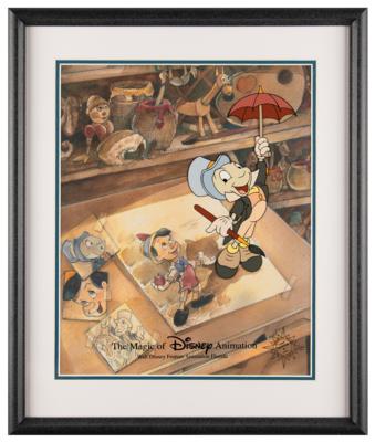 Lot #683 Jiminy Cricket limited edition cel from the Magic of Disney series - 'Just Dropping By' Hand-Painted Cel - Image 2