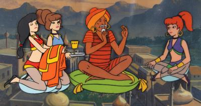 Lot #722 Jeannie, Haji, and two Genie Girls production cel master set-up from Jeannie - Image 1
