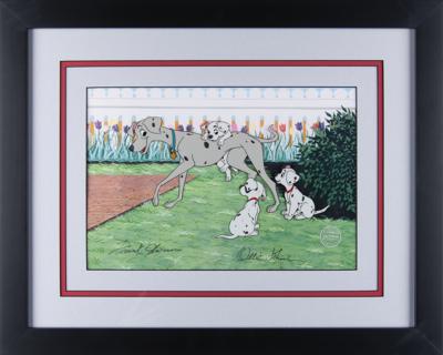 Lot #653 Perdita and puppies serigraph cel from One Hundred and One Dalmatians - Signed by Frank Thomas and Ollie Johnston Serigraph Cel - Image 2