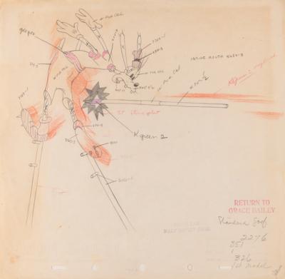 Lot #610 Goofy production cel and matching model color drawing from The Olympic Champ Production Cel and Model Color Drawing - Image 3