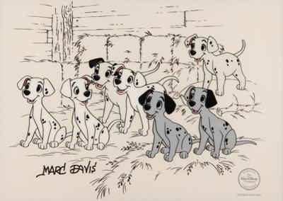 Lot #680 Dalmatian puppies limited edition serigraph cel from One Hundred and One Dalmatians - Signed by Marc Davis Limited Edition Serigraph Cel - Image 1