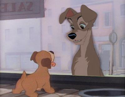 Lot #637 Tramp production cel from Lady and the Tramp Production Cel - Image 1