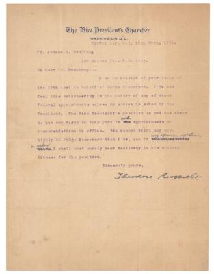 Lot #17 Theodore Roosevelt Typed Letter Signed as