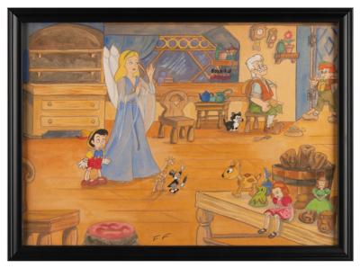 Lot #593 Frank Follmer concept painting from Pinocchio Concept Painting - Image 2
