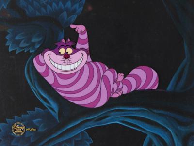 Lot #686 Cheshire Cat limited edition cel from Alice in Wonderland: Long sold-out limited 'Alice in Wonderland – Cheshire Cat' cel from the Golden Age of Animation Series - Image 1