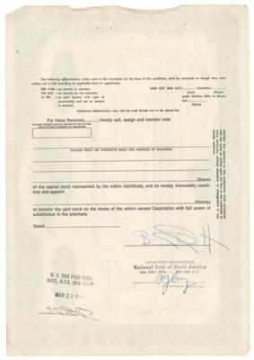 Lot #101 Bernie Madoff Rare, Early Signed Stock Certificate - Image 1