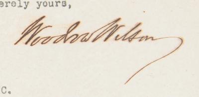 Lot #77 Woodrow Wilson Typed Letter Signed as President - Image 2