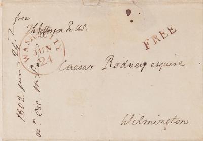 Lot #4 Thomas Jefferson Signed Free Frank as President to Caesar Rodney - Image 1