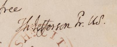 Lot #4 Thomas Jefferson Signed Free Frank as President to Caesar Rodney - Image 3