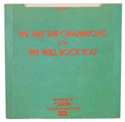 Lot #717 Freddie Mercury Signed 45 RPM Single for 'We Are the Champions / We Will Rock You' - Image 2