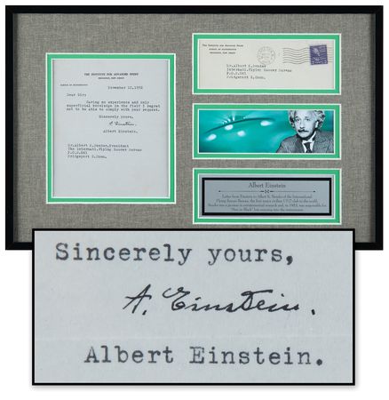 Lot #178 Albert Einstein Typed Letter Signed on the Topic of 'Flying Saucers' ?one of two known 'UFO' letters from the theoretical physicist - Image 1