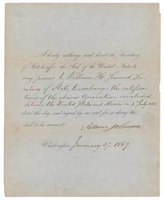 Lot #85 President Andrew Johnson Sends William H.