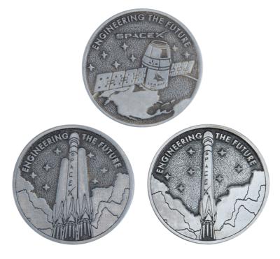 Lot #558 SpaceX 'Engineering the Future' Employee Medallion Set of (3) Group Lot - Image 1