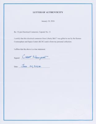 Lot #503 Liberty Bell 7 Flown 32-Pin Electrical Connector - From the Collection of Curt Newport - Image 3