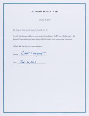 Lot #510 Liberty Bell 7 Flown Aramid Honeycomb Section - From the Collection of Curt Newport - Image 4