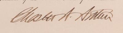Lot #45 Chester A. Arthur Document Signed as President - Image 2