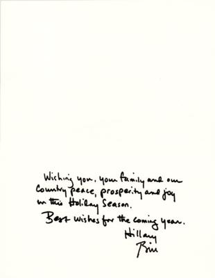 Lot #59 Bill and Hillary Clinton Signed Christmas Card (Circa 2016) - Image 2