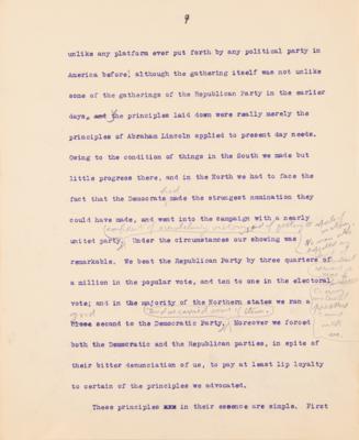 Lot #32 Theodore Roosevelt Signed and Hand-Edited Manuscript: 
