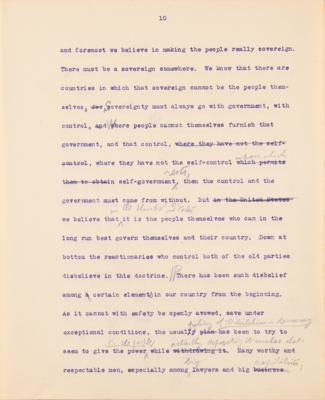 Lot #32 Theodore Roosevelt Signed and Hand-Edited Manuscript: 