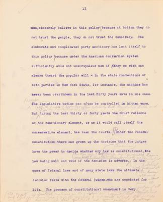 Lot #32 Theodore Roosevelt Signed and Hand-Edited Manuscript: 