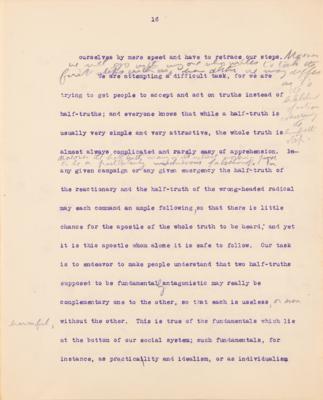 Lot #32 Theodore Roosevelt Signed and Hand-Edited Manuscript: 