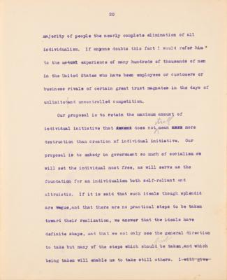 Lot #32 Theodore Roosevelt Signed and Hand-Edited Manuscript: 