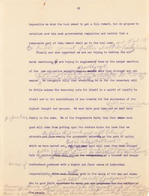 Lot #32 Theodore Roosevelt Signed and Hand-Edited Manuscript: 