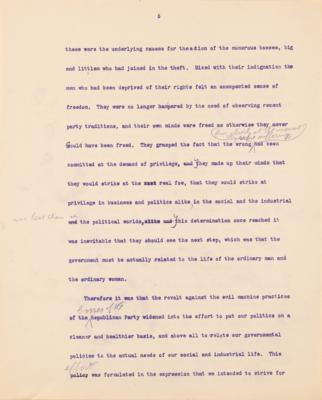 Lot #32 Theodore Roosevelt Signed and Hand-Edited Manuscript: 
